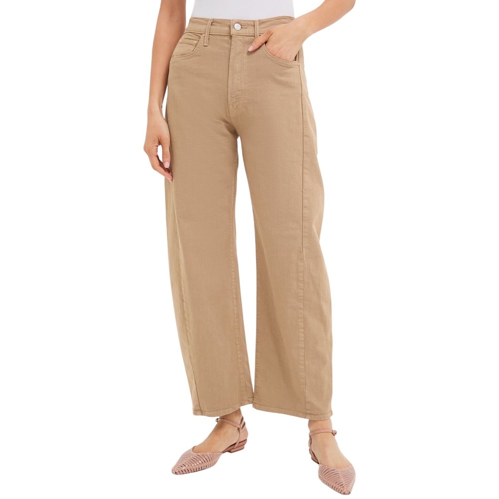 MOTHER SUPERIOR Barrel Jeans Sz 32 NWT Wide Leg Half-Pipe Flood $278 Tan Khaki